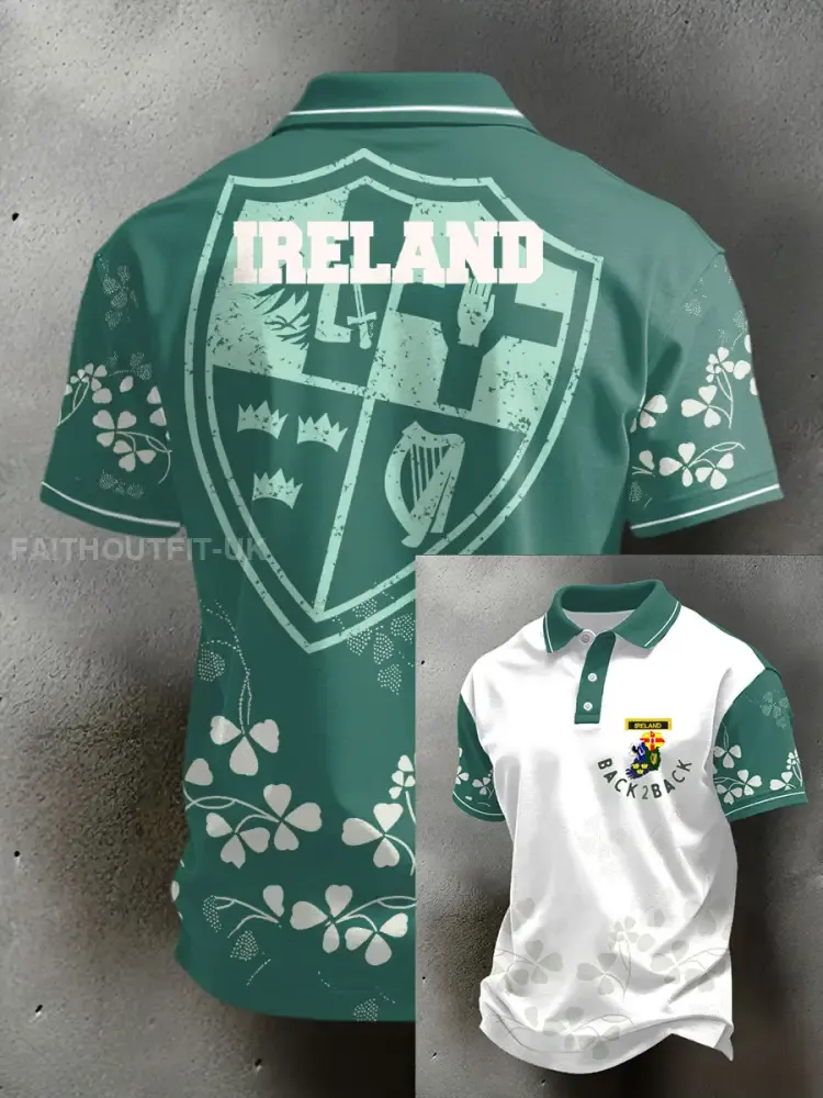 Men’s Ireland Rugby Lover Shoulder 2 Shoulder Printed Casual Tops