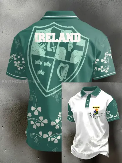 Men’s Ireland Rugby Lover Shoulder 2 Shoulder Printed Casual Tops