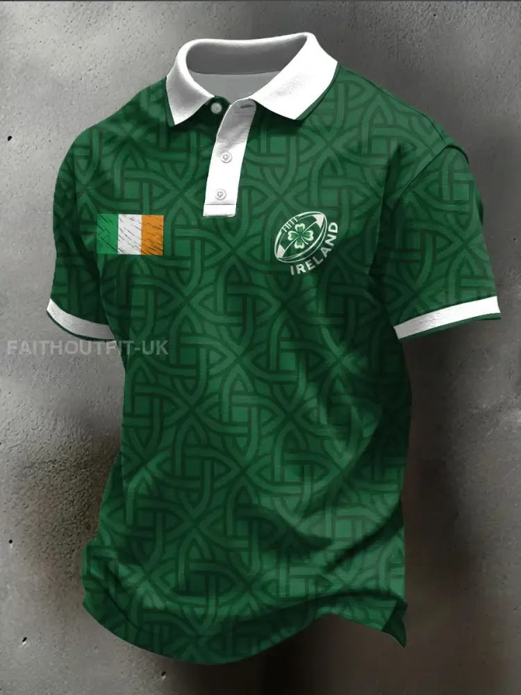 Men’s Ireland Rugby Lover Shoulder 2 Shoulder Printed Casual Tops