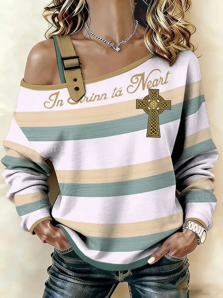 Women’s Ireland Rugby Lover Shoulder 2 Shoulder Printed Sweatshirt