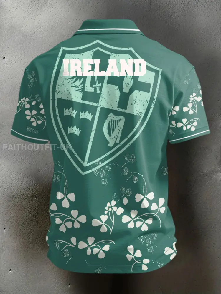 Men’s Ireland Rugby Lover Shoulder 2 Shoulder Printed Casual Tops