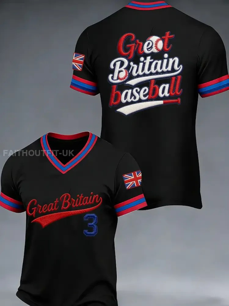 Men’s Britain Baseball Peinted V-neck T-shirt