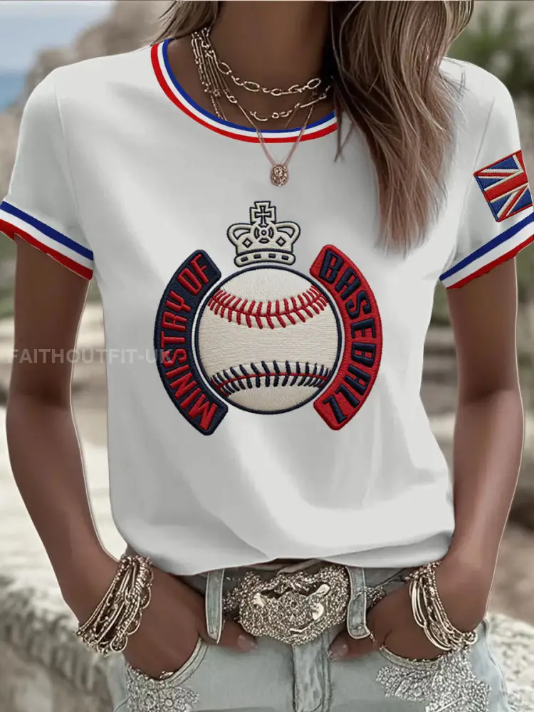 Women’s Britain Baseball Peinted short-sleeved T-shirt