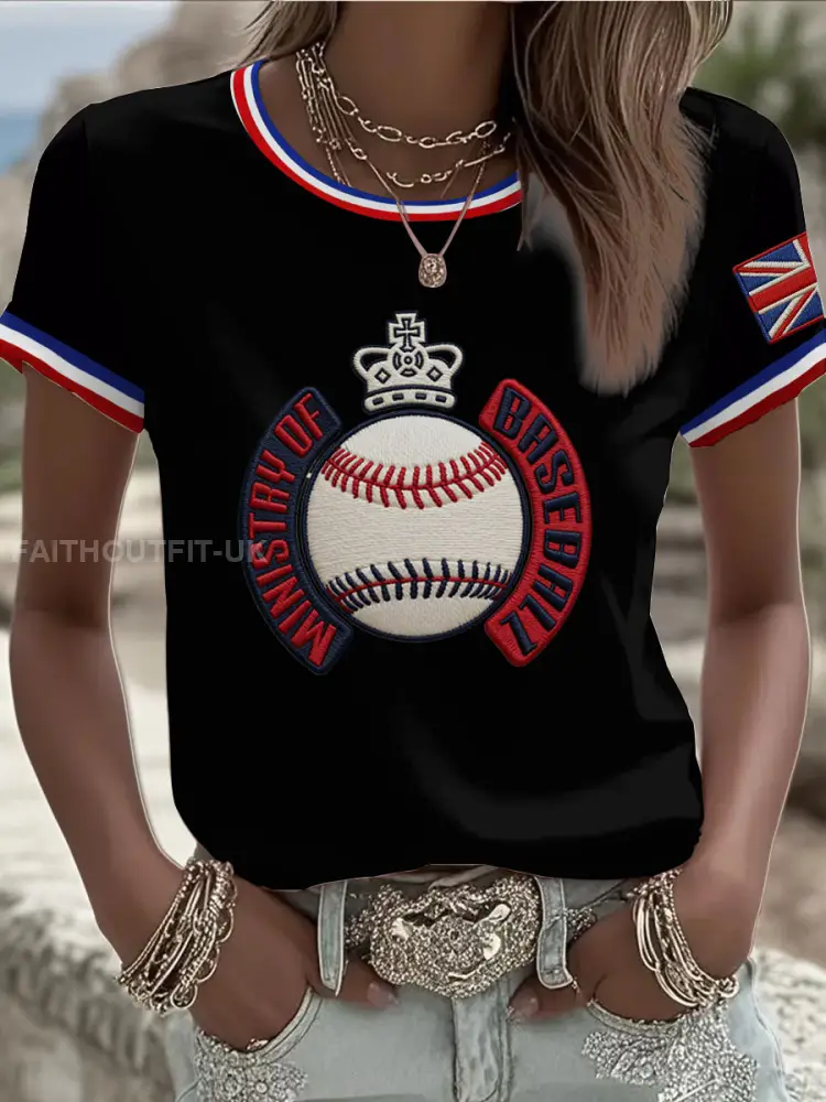 Women’s Britain Baseball Peinted short-sleeved T-shirt
