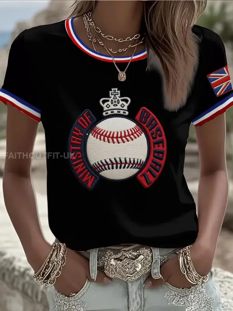 Women’s Britain Baseball Peinted short-sleeved T-shirt