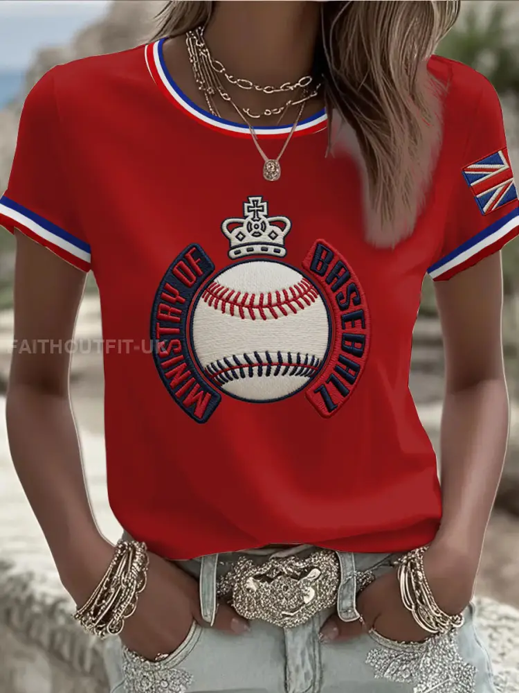 Women’s Britain Baseball Peinted short-sleeved T-shirt