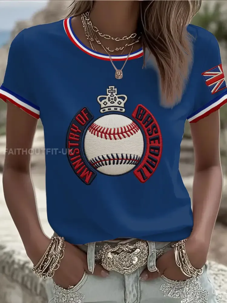 Women’s Britain Baseball Peinted short-sleeved T-shirt