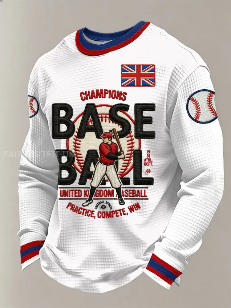 Men’s Britain Baseball Peinted Waffle Long Sleeve Top