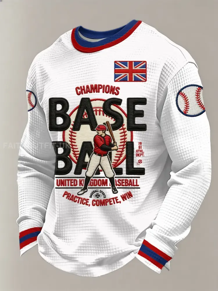 Men’s Britain Baseball Peinted Waffle Long Sleeve Top