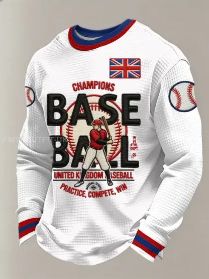 Men’s Britain Baseball Peinted Waffle Long Sleeve Top