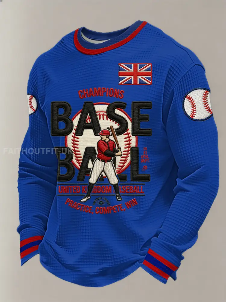 Men’s Britain Baseball Peinted Waffle Long Sleeve Top
