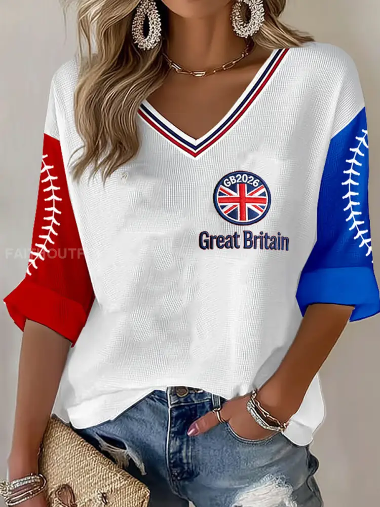 Women’s Britain Baseball Peinted Waffle T-shirt