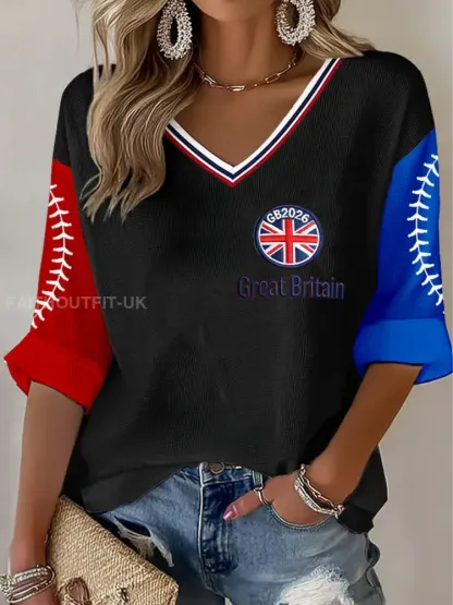 Women’s Britain Baseball Peinted Waffle T-shirt