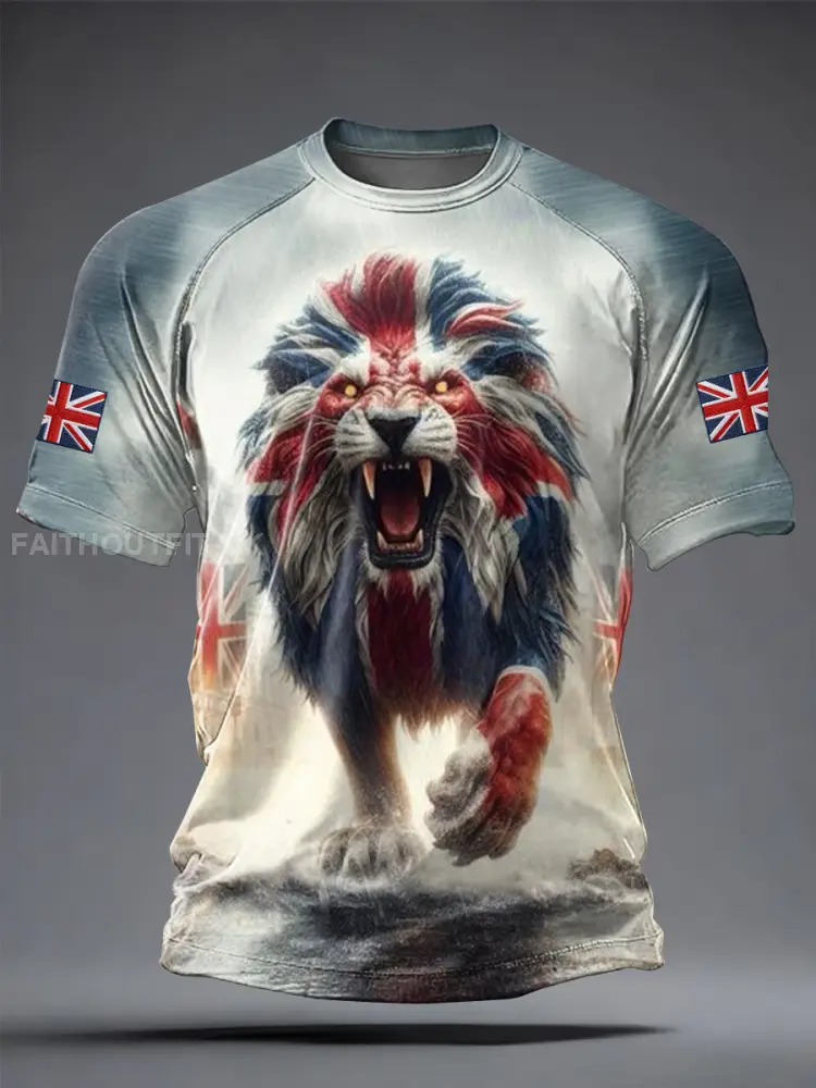 Men’s Vintage British Lion Printed Casual short sleeves t-shirt