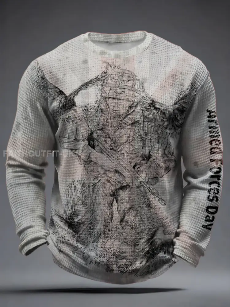 Men’s Armed Forces Day Waffle Long Sleeve T-Shirt