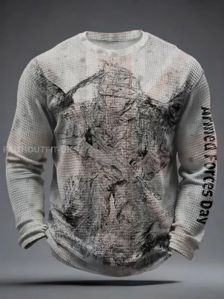 Men’s Armed Forces Day Waffle Long Sleeve T-Shirt