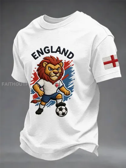Men’s UK Football Lover England Printed imitation cotton short-sleeved T-shirt