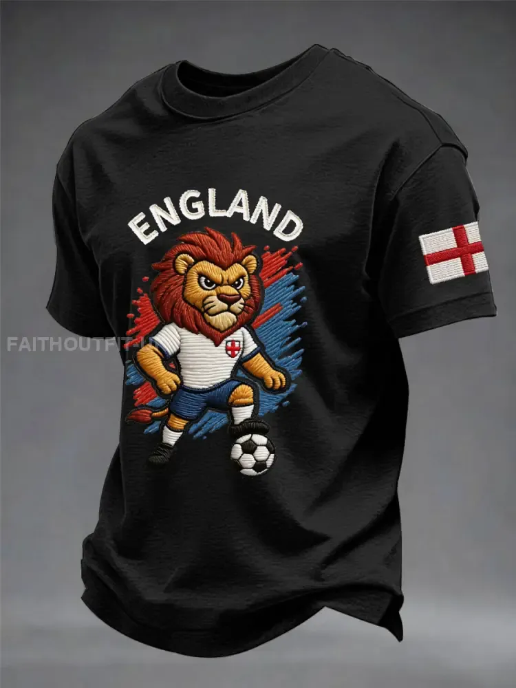 Men’s UK Football Lover England Printed imitation cotton short-sleeved T-shirt