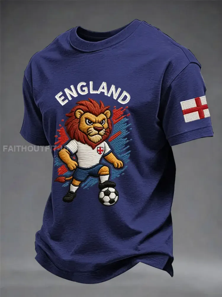 Men’s UK Football Lover England Printed imitation cotton short-sleeved T-shirt