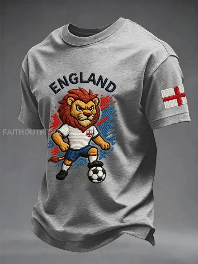 Men’s UK Football Lover England Printed imitation cotton short-sleeved T-shirt