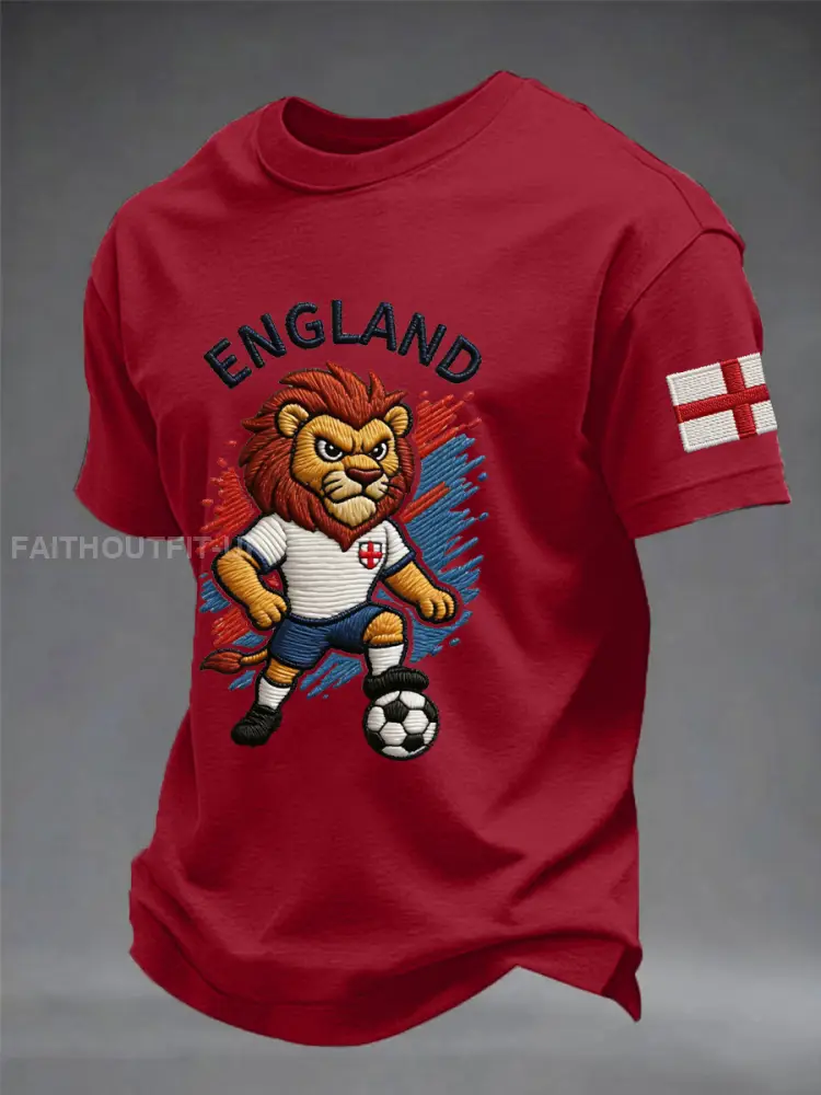 Men’s UK Football Lover England Printed imitation cotton short-sleeved T-shirt