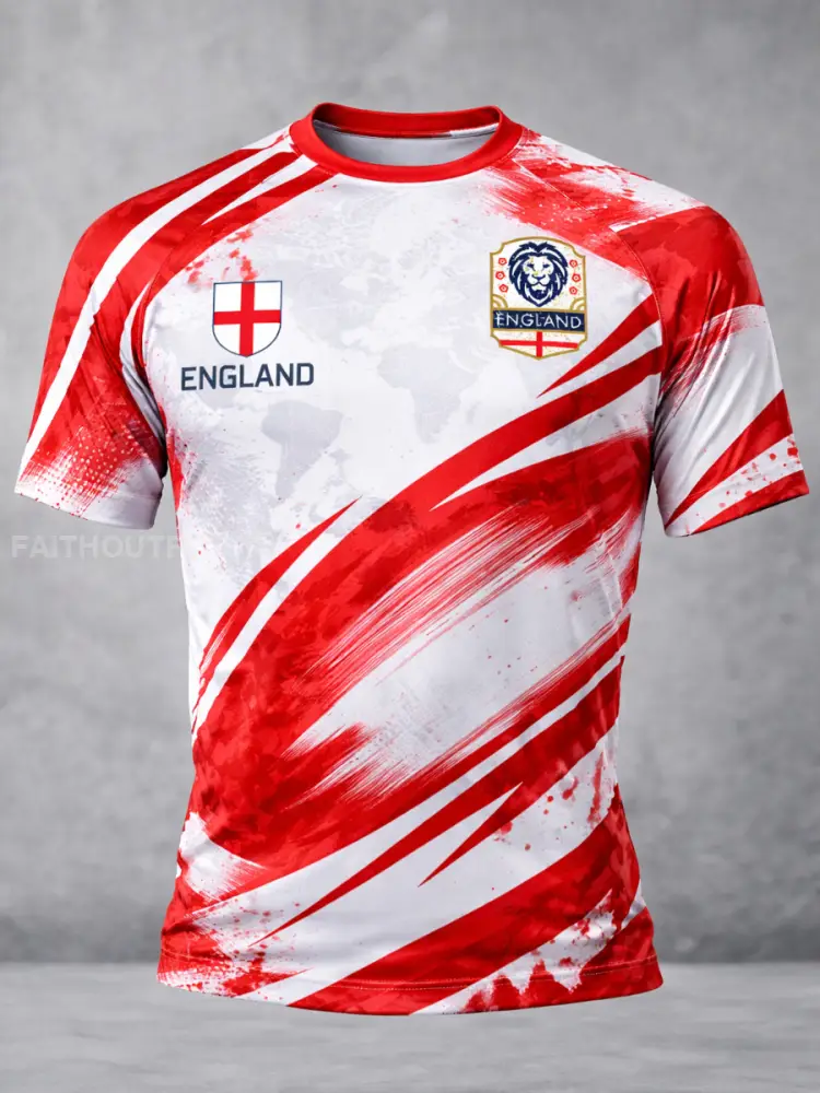 Retro English Art Print Casual Jersey