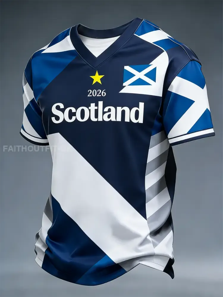 Men’s UK Football Lover Scotland Printed V-neck T-shirt