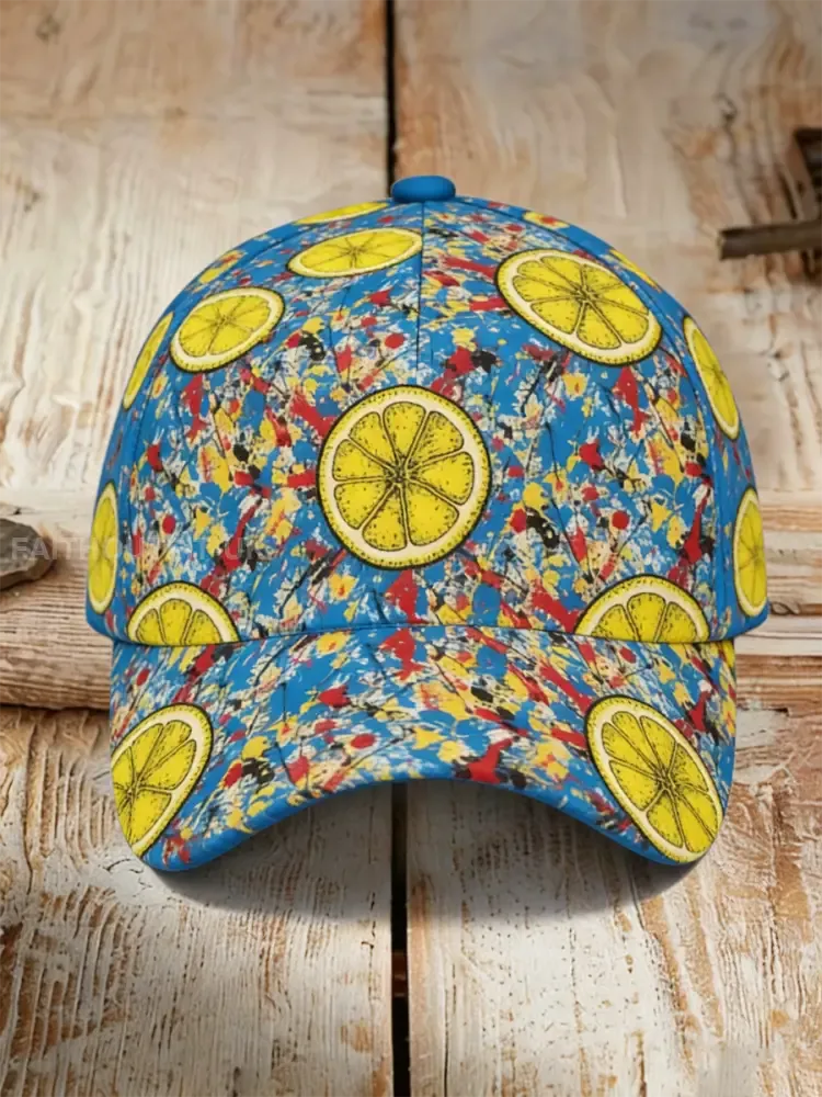 Unisex Lemon Roses Music Lover Printed Hat - As picture · ONE