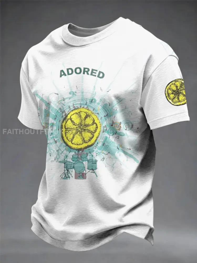 Men’s Lemon Roses Music Lover Printed short sleeves t-shirt