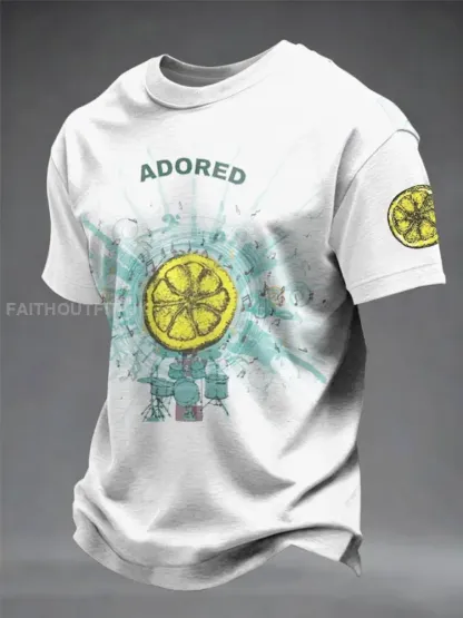 Men’s Lemon Roses Music Lover Printed short sleeves t-shirt
