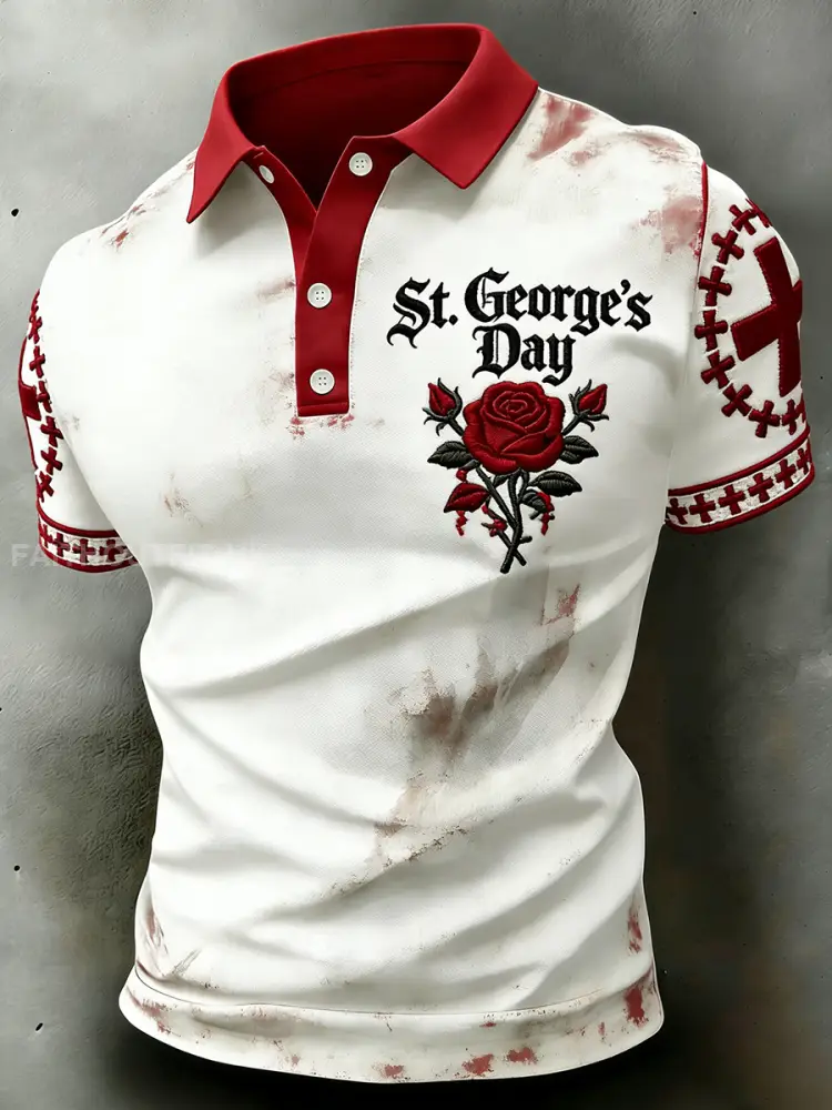 Men’s St. George’s Day Themed Printed Polo Shirt