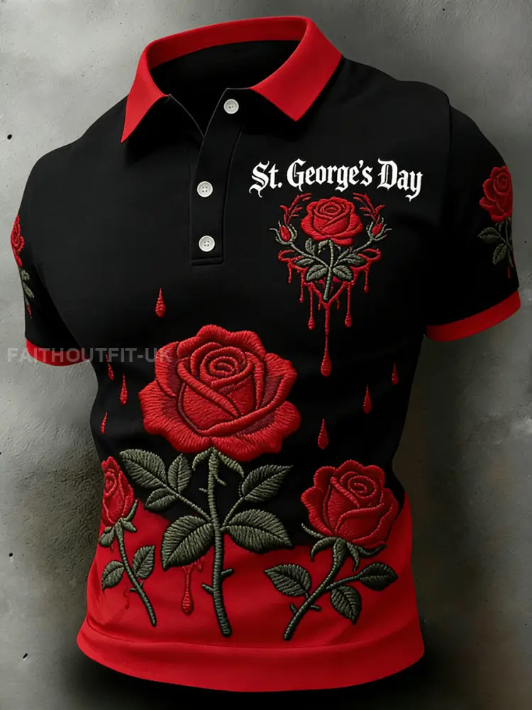 Men’s St. George’s Day Themed Printed Polo Shirt