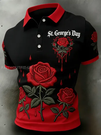 Men’s St. George’s Day Themed Printed Polo Shirt