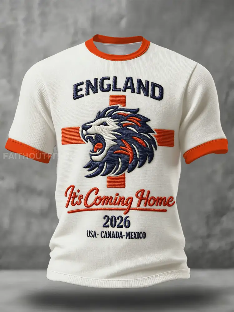 Men’s England Football Lover Lions Printed T-shirt