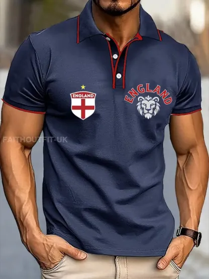 Men’s England Football Lover Lions Printed Casual Tops