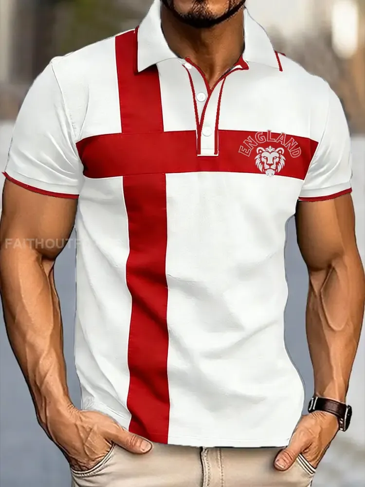 Men’s England Football Lover Lions Printed Casual Tops