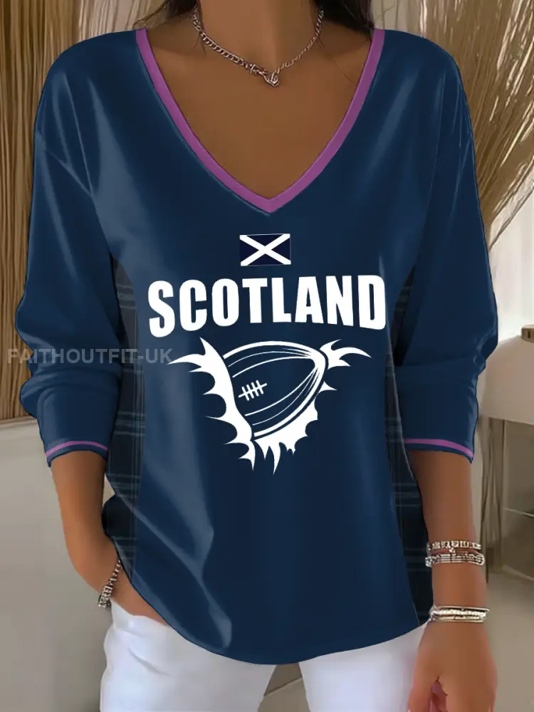 Women’s Scottish Rugby lovers V-Neck T-Shirt