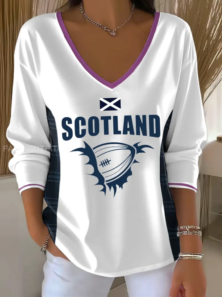 Women’s Scottish Rugby lovers V-Neck T-Shirt