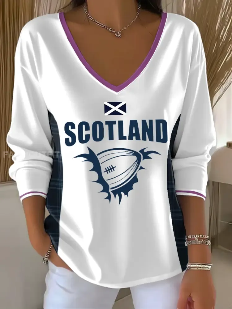 Women’s Scottish Rugby lovers V-Neck T-Shirt