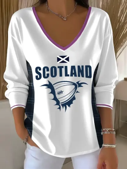 Women’s Scottish Rugby lovers V-Neck T-Shirt