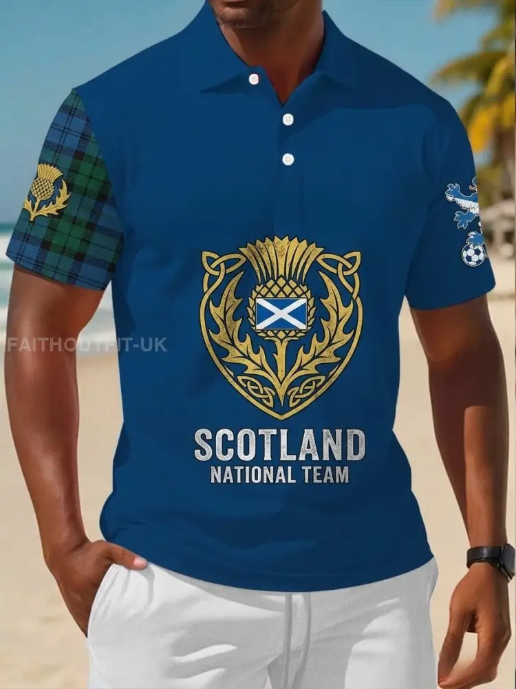 Unisex UK Scotland Football Lover 2026 Printed Short-Sleeve Polo Shirt