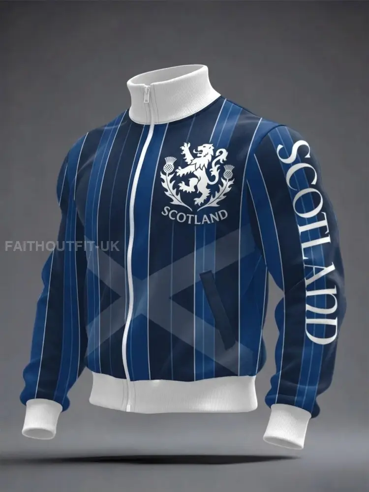 Unisex UK Scotland Football Lover 2026 Printed Casual Sporty Stand Collar Jacket