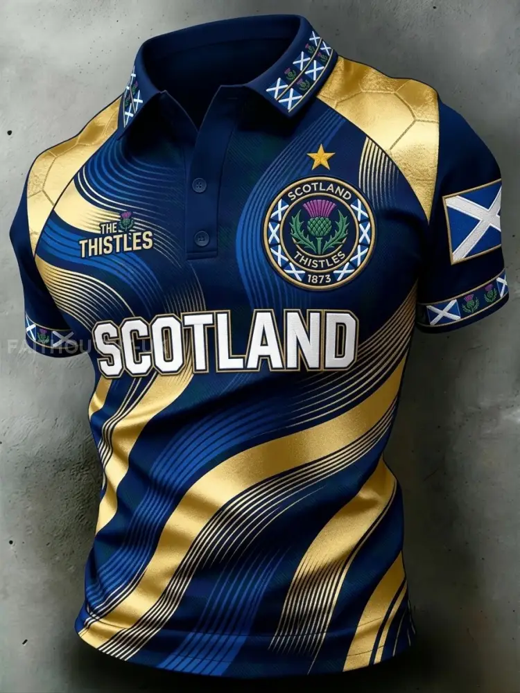 Unisex UK Scotland Football Lover 2026 Printed Short-Sleeve Polo Shirt