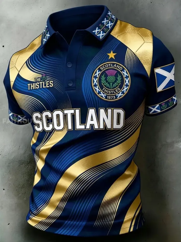 Unisex UK Scotland Football Lover 2026 Printed Short-Sleeve Polo Shirt
