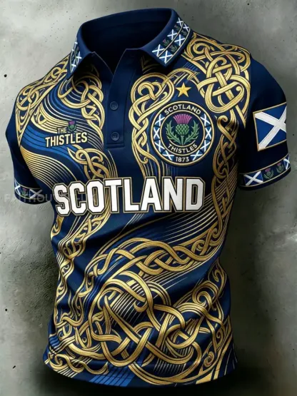 Unisex UK Scotland Football Lover 2026 Printed Short-Sleeve Polo Shirt