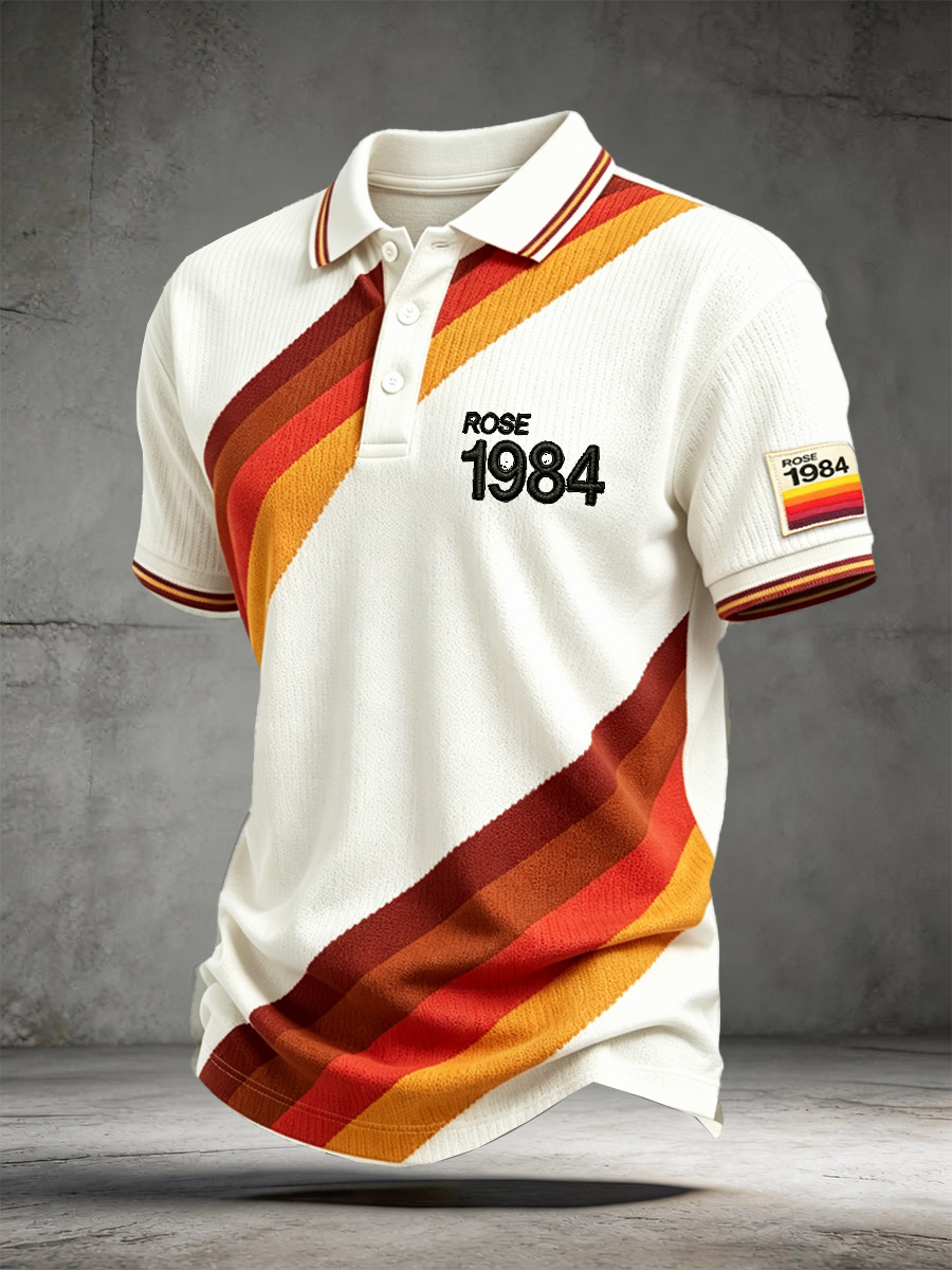 Men’s Off-White Classic Striped Casual Polo Shirt