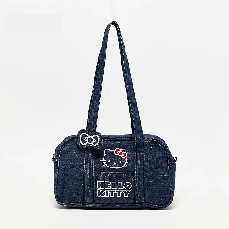 Hello Kitty Denim Shoulder Tote Bag (Nautical Style)