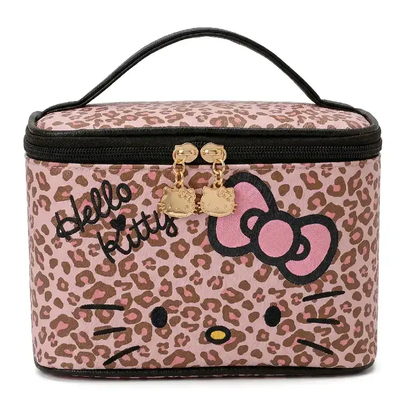 Hello Kitty Pink Leopard Pattern Handheld Makeup Bag (Wild Sweet Girl Series)