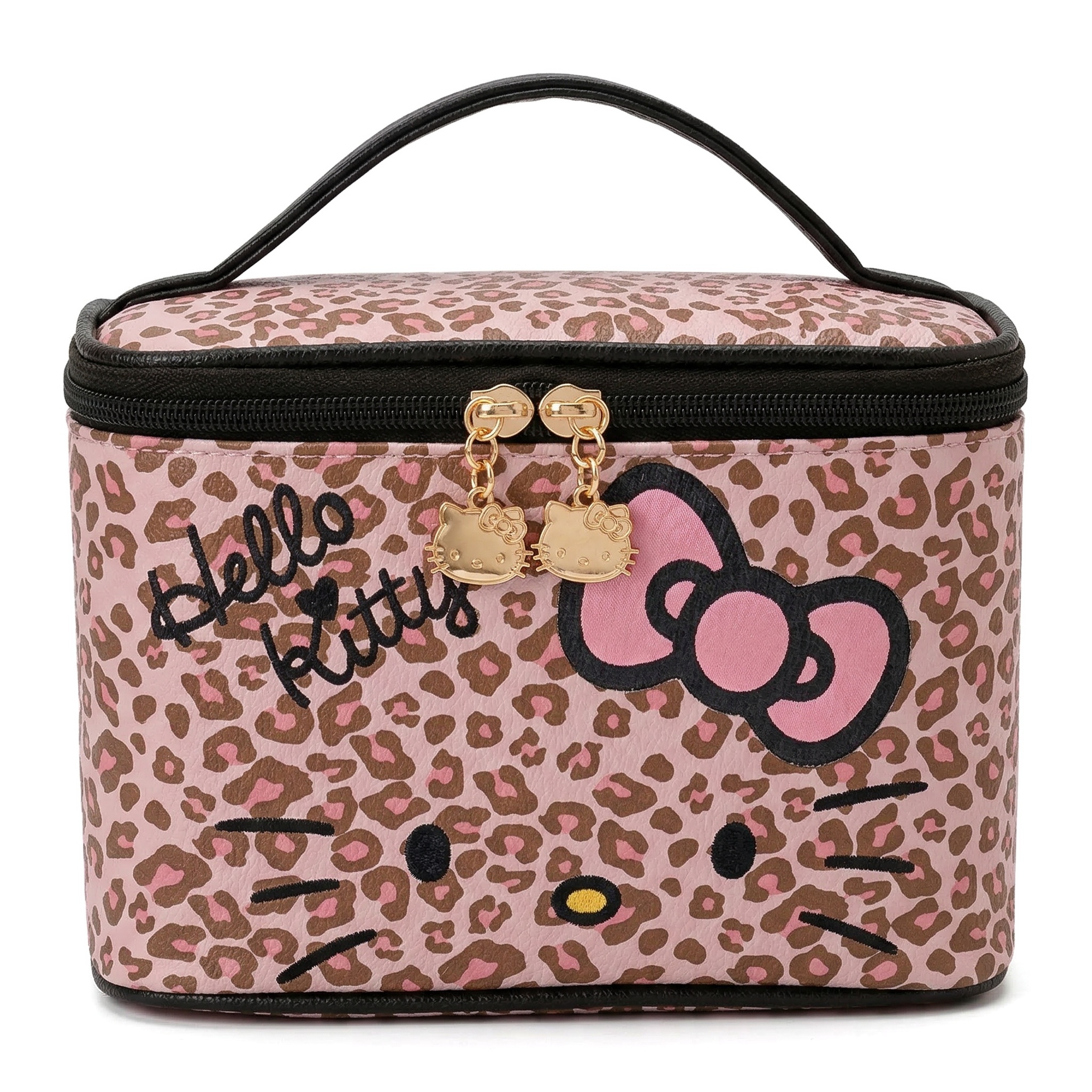 Hello Kitty Pink Leopard Pattern Handheld Makeup Bag (Wild Sweet Girl Series)