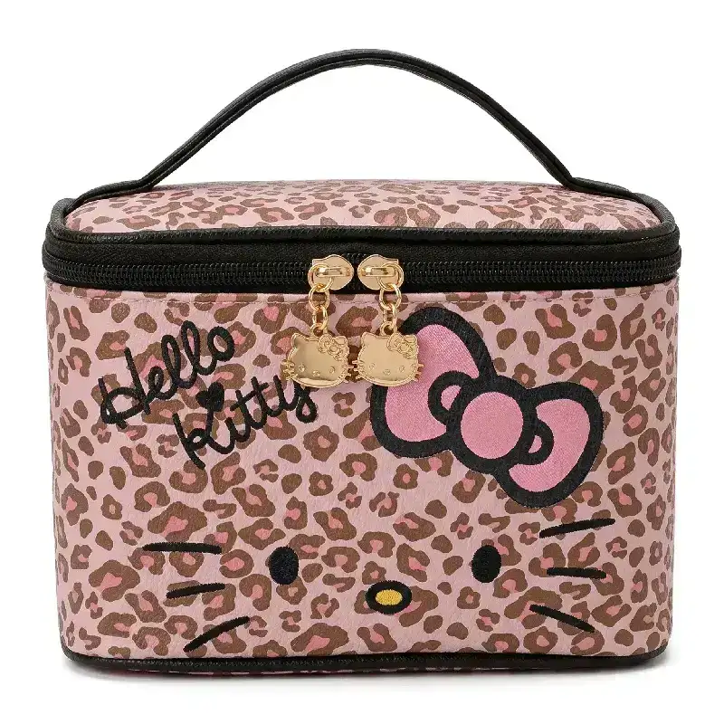 Hello Kitty Pink Leopard Pattern Handheld Makeup Bag (Wild Sweet Girl Series)